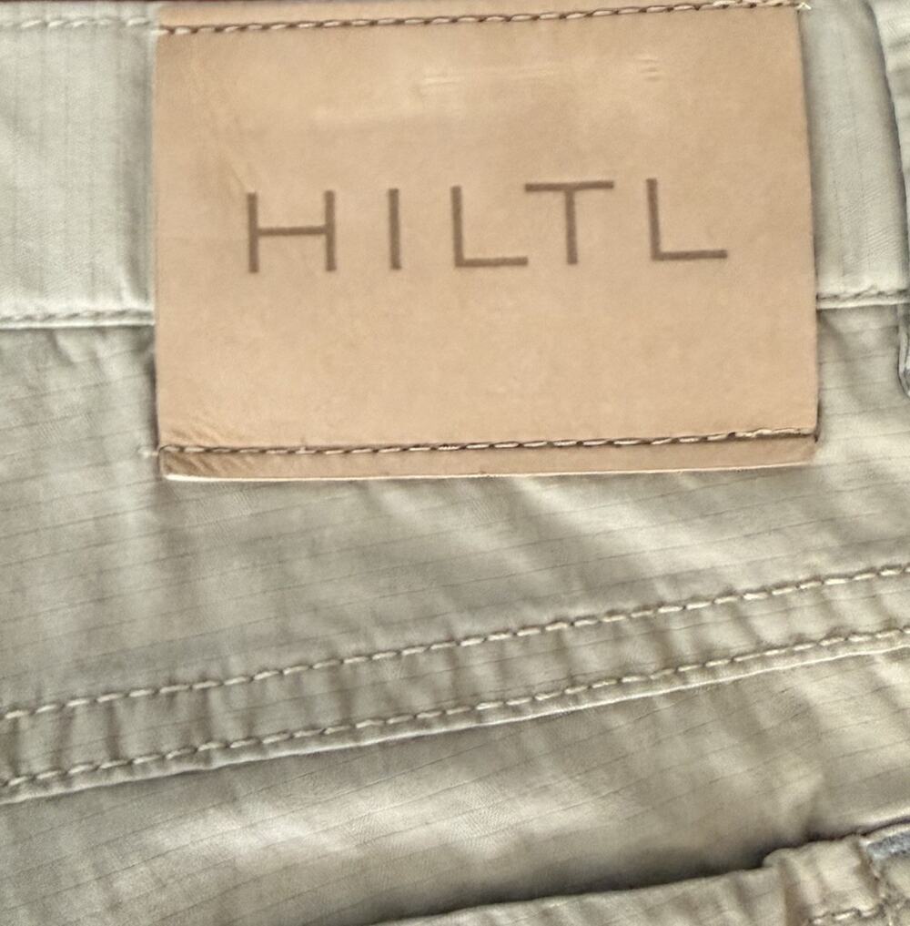 Hiltl Pant Khaki Flat Front Lightweight Straight Leg Rip Stop Preppy Luxury Sz38